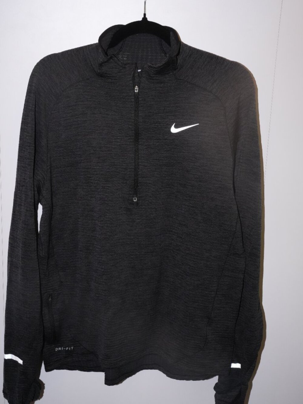 Nike Dri-Fit Half-Zip Running Top Black Heather Reflective M